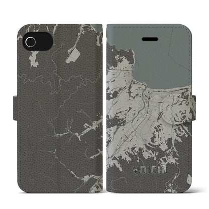 【余市（北海道）】地図柄iPhoneケース（手帳タイプ）モノトーン・iPhone SE（第3 / 第2世代） / 8 / 7 / 6s / 6 用