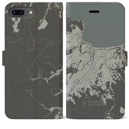 【余市（北海道）】地図柄iPhoneケース（手帳タイプ）モノトーン・iPhone 8Plus /7Plus / 6sPlus / 6Plus 用