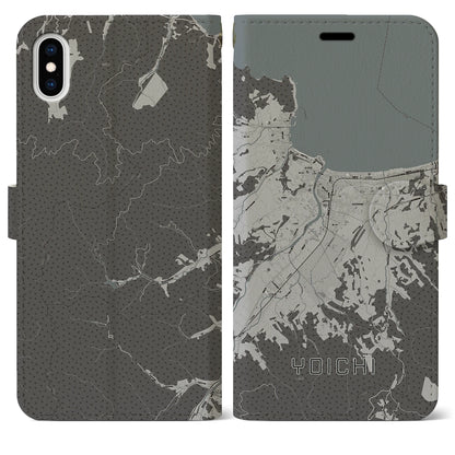 【余市（北海道）】地図柄iPhoneケース（手帳タイプ）モノトーン・iPhone XS Max 用