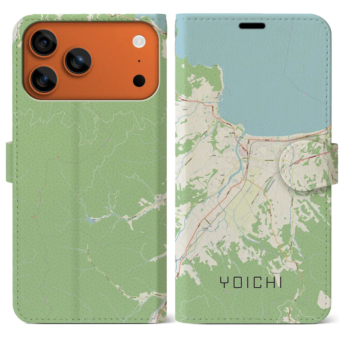 【余市（北海道）】地図柄iPhoneケース（手帳タイプ）ナチュラル・iPhone 17 Pro Max 用