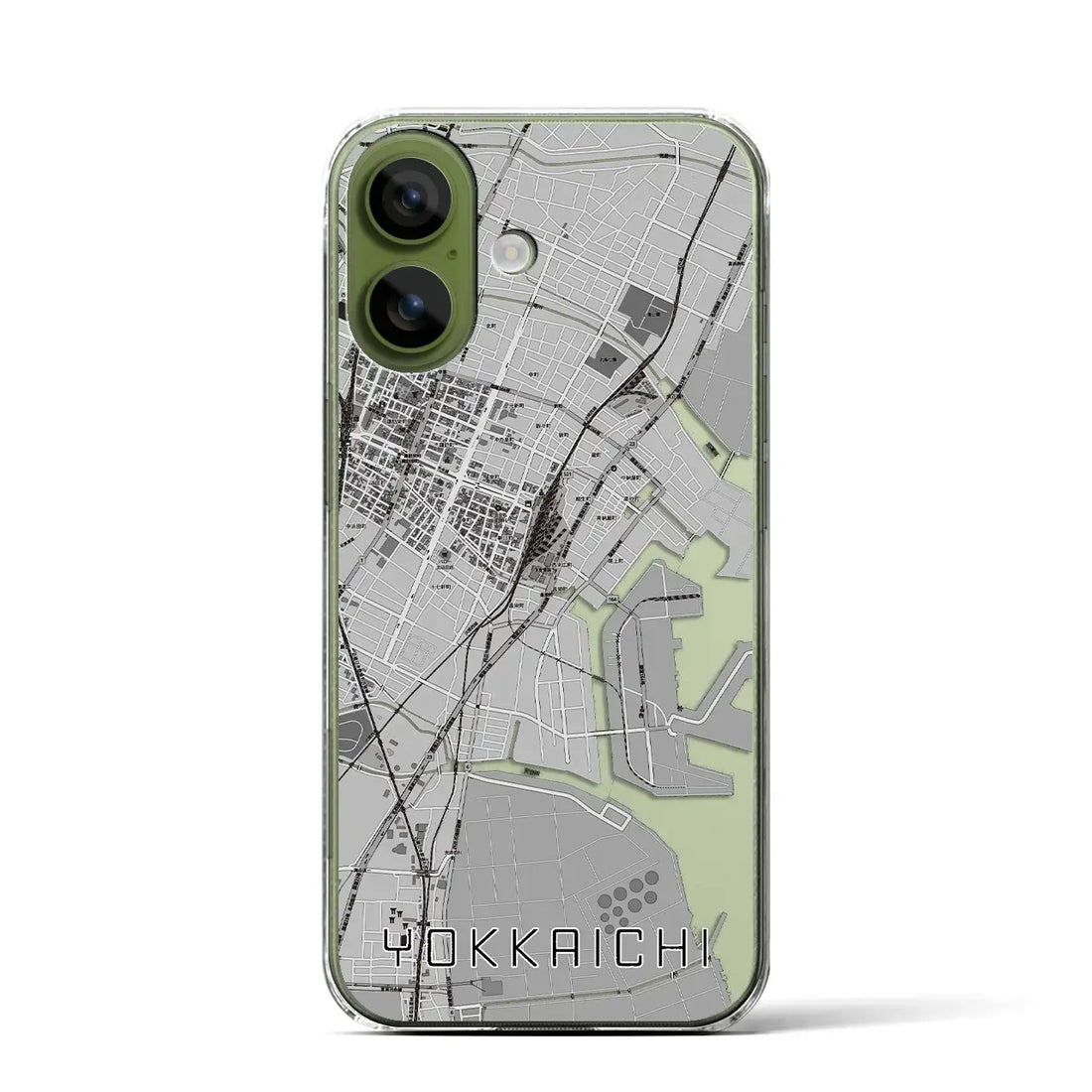 【四日市（三重県）】地図柄iPhoneケース（クリアタイプ）モノトーン・iPhone 17 Pro Max 用