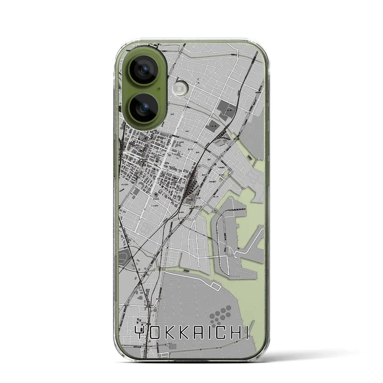 【四日市（三重県）】地図柄iPhoneケース（クリアタイプ）モノトーン・iPhone 17 Pro Max 用