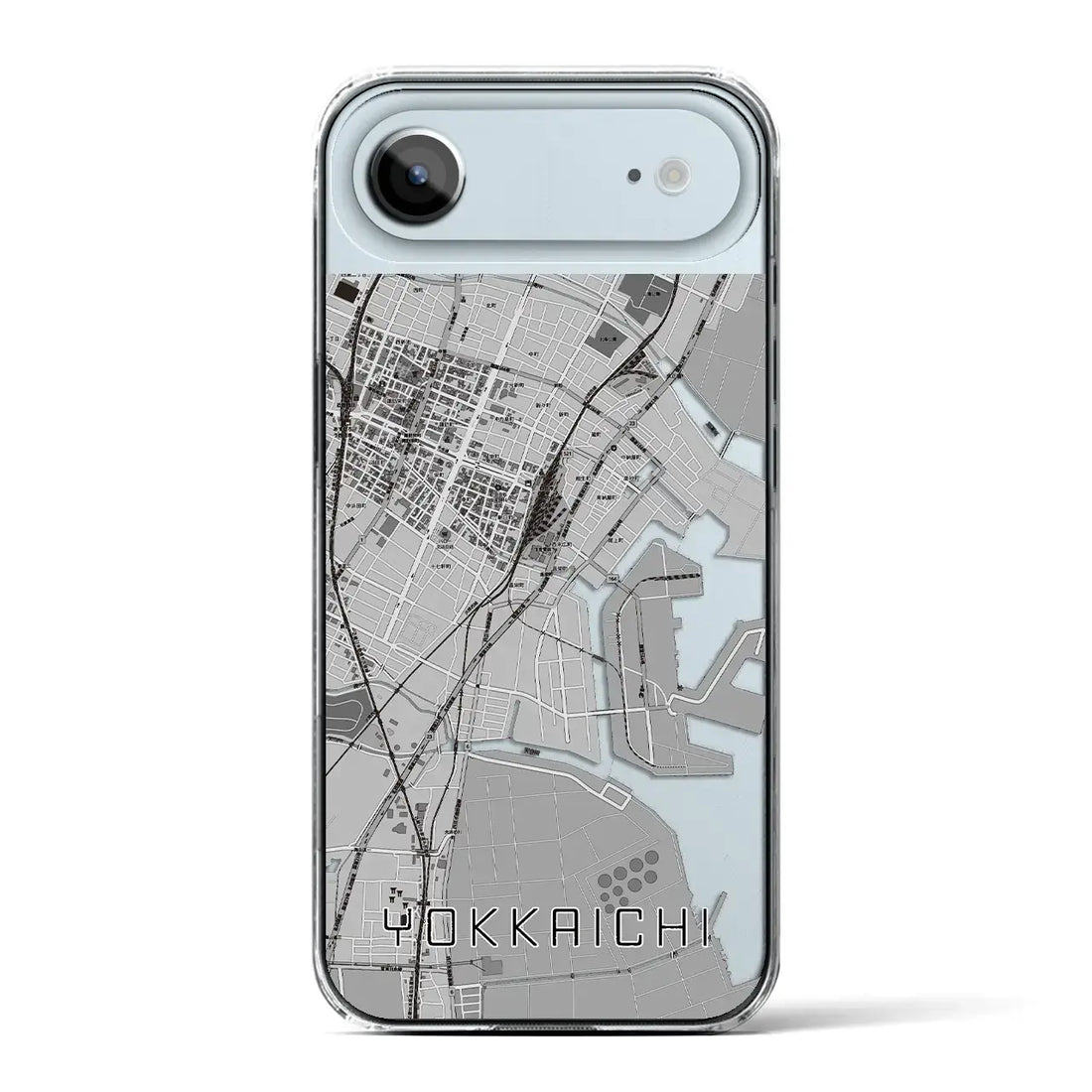 【四日市(三重県)】地図柄iPhoneケース(クリアタイプ)モノトーン・iPhone 17 Pro Max 用