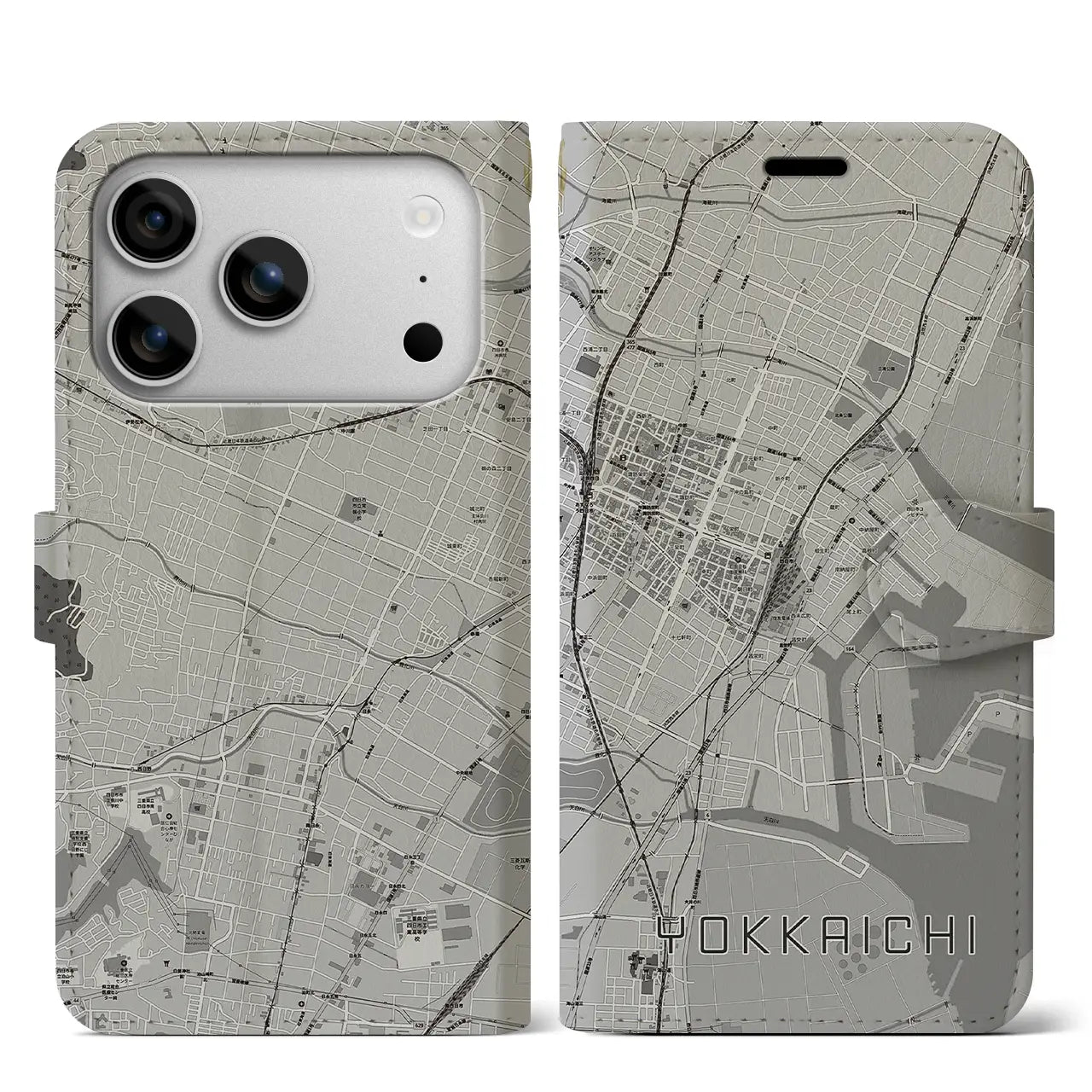 【四日市（三重県）】地図柄iPhoneケース（手帳タイプ）