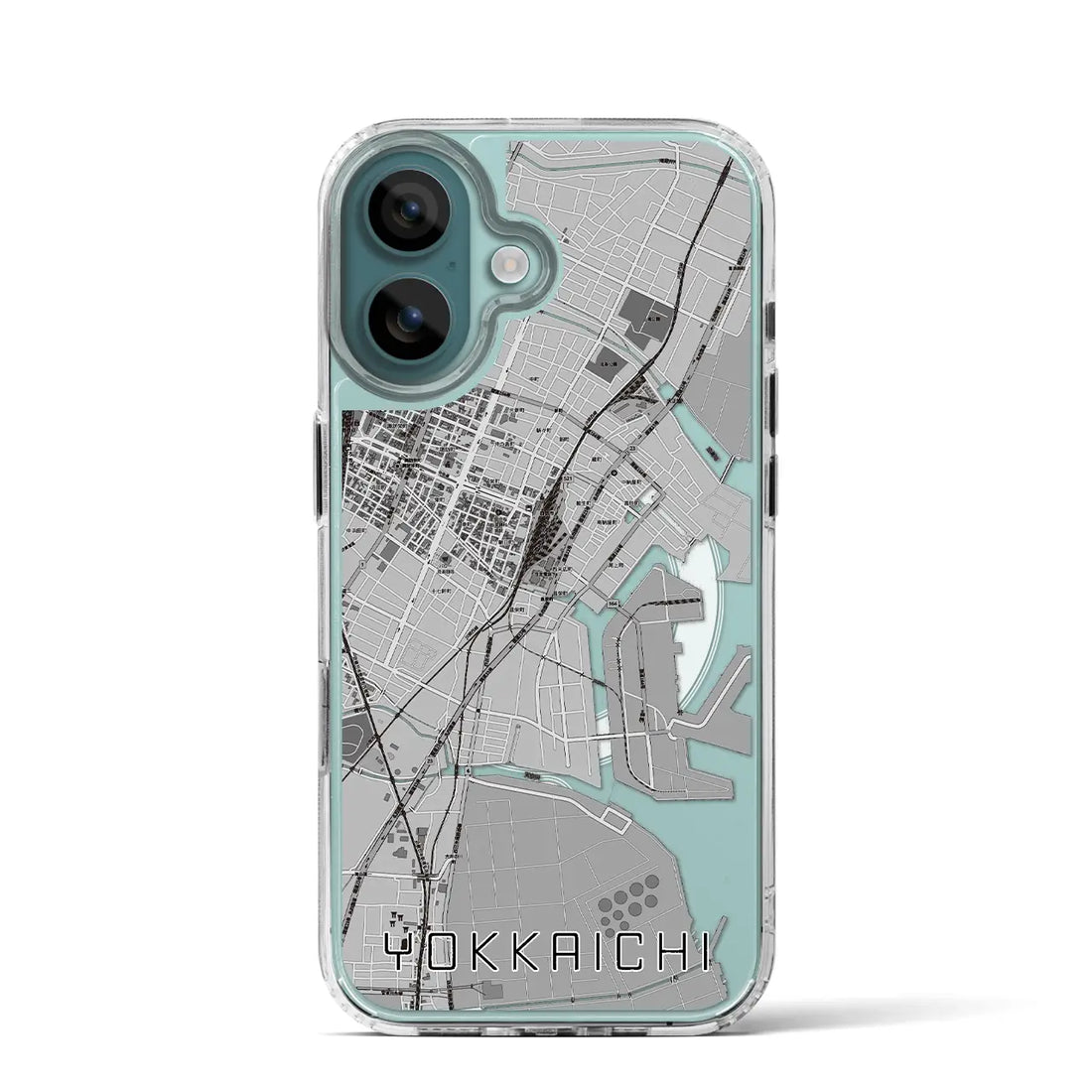 【四日市（三重県）】地図柄iPhoneケース（MagSafeタイプ）モノトーン・iPhone 16 Pro 用