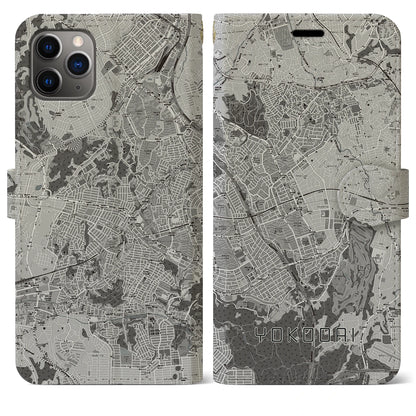 【洋光台（神奈川県）】地図柄iPhoneケース（手帳タイプ）モノトーン・iPhone 11 Pro Max 用