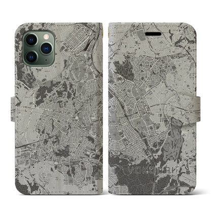 【洋光台（神奈川県）】地図柄iPhoneケース（手帳タイプ）モノトーン・iPhone 11 Pro 用