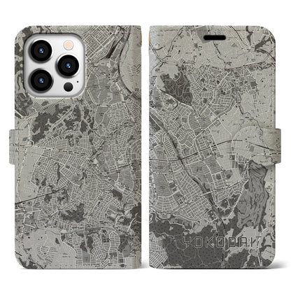 【洋光台（神奈川県）】地図柄iPhoneケース（手帳タイプ）モノトーン・iPhone 13 Pro 用