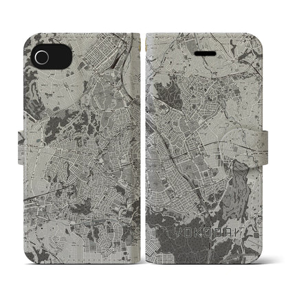 【洋光台（神奈川県）】地図柄iPhoneケース（手帳タイプ）モノトーン・iPhone SE（第3 / 第2世代） / 8 / 7 / 6s / 6 用