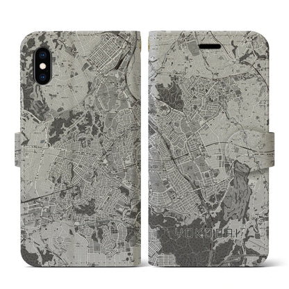 【洋光台（神奈川県）】地図柄iPhoneケース（手帳タイプ）モノトーン・iPhone XS / X 用