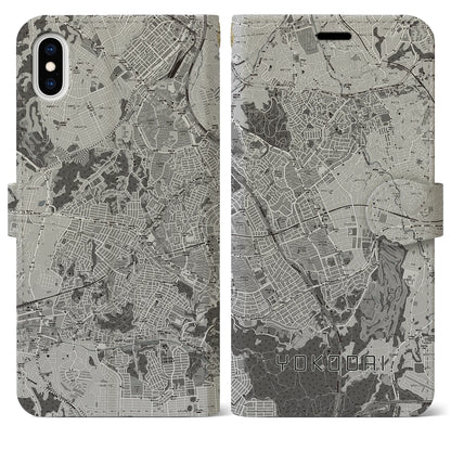 【洋光台（神奈川県）】地図柄iPhoneケース（手帳タイプ）モノトーン・iPhone XS Max 用