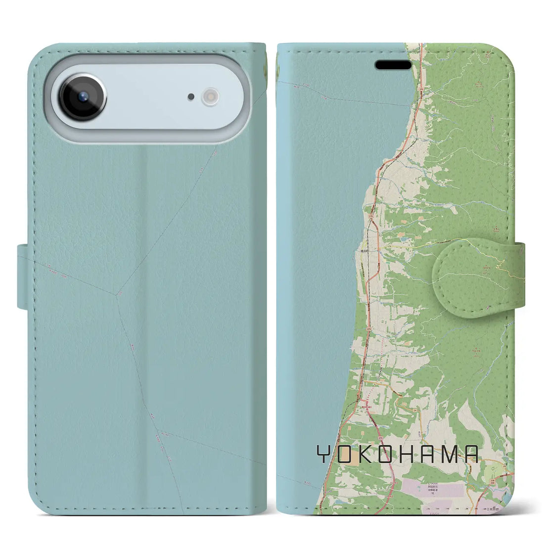 【横浜(青森県)】地図柄iPhoneケース(手帳タイプ)モノトーン・iPhone 17 Pro Max 用
