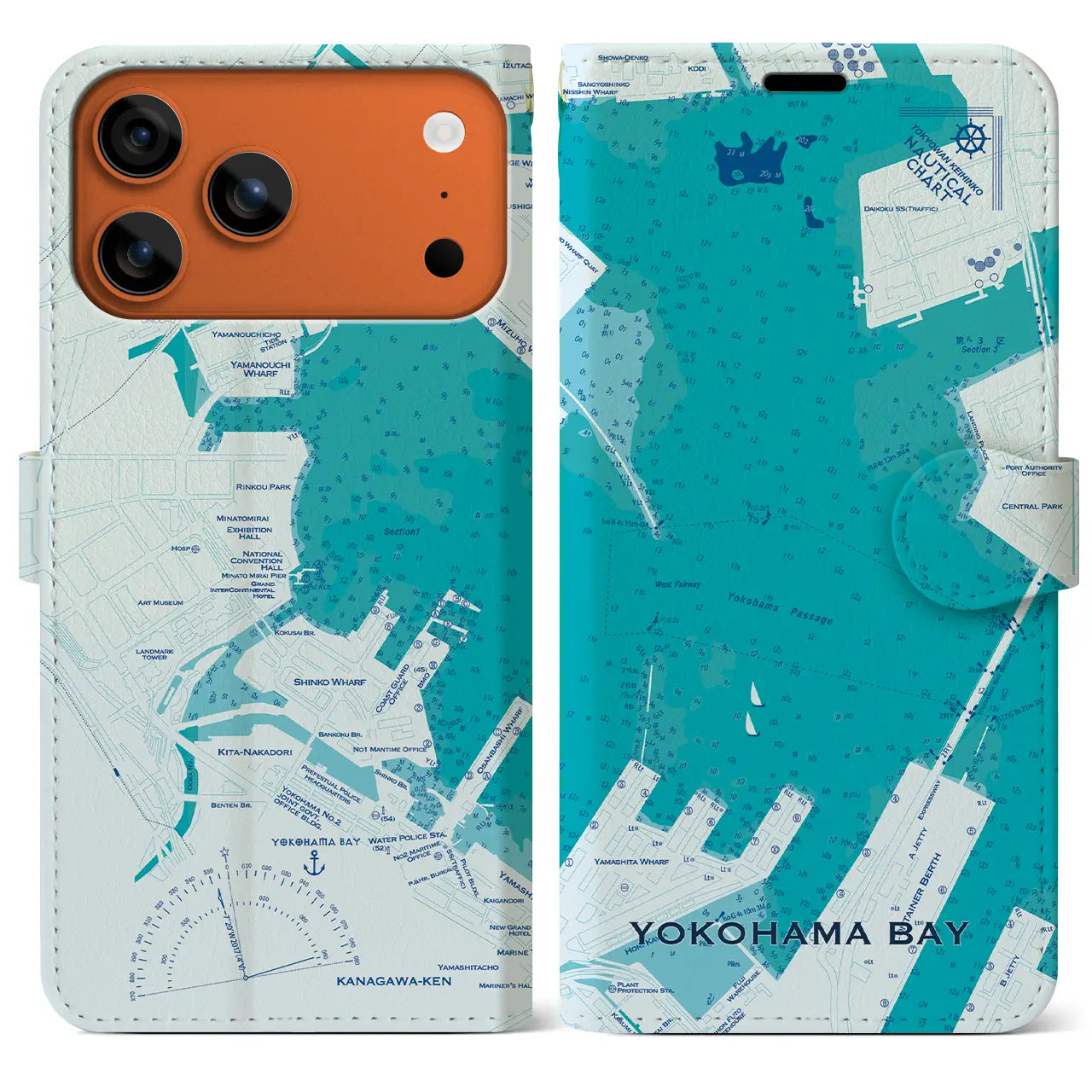 【横浜港（神奈川県）】海図iPhoneケース（手帳タイプ）