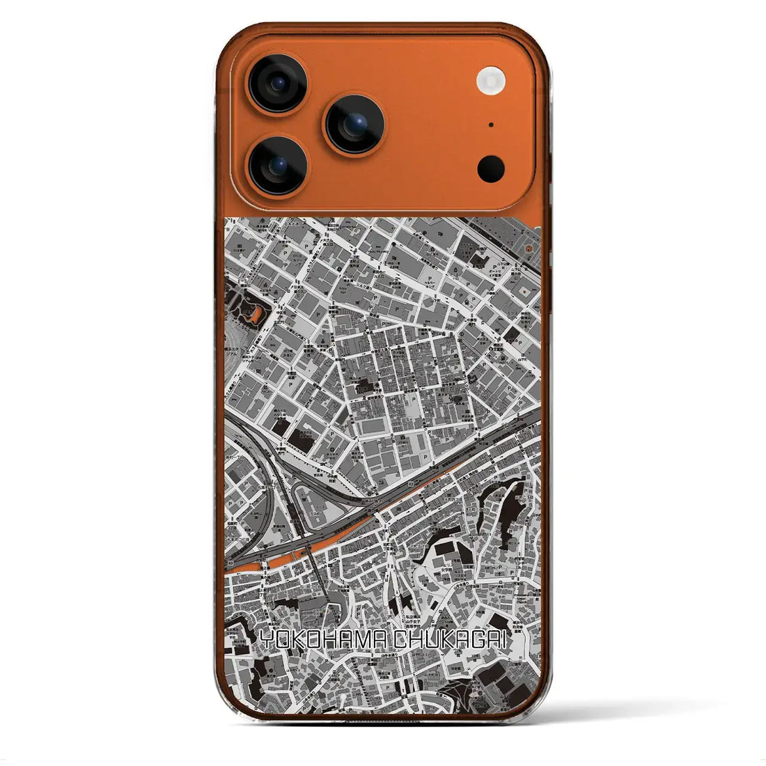 【横浜中華街（神奈川県）】地図柄iPhoneケース（クリアタイプ）モノトーン・iPhone 17 Pro Max 用