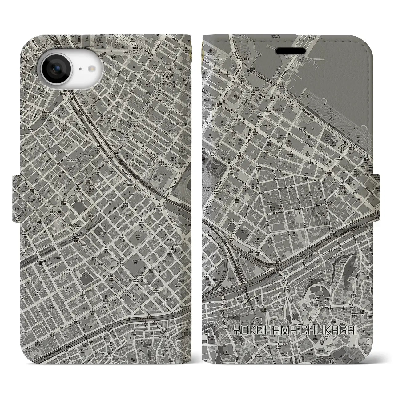 【横浜中華街（神奈川県）】地図柄iPhoneケース（手帳タイプ）