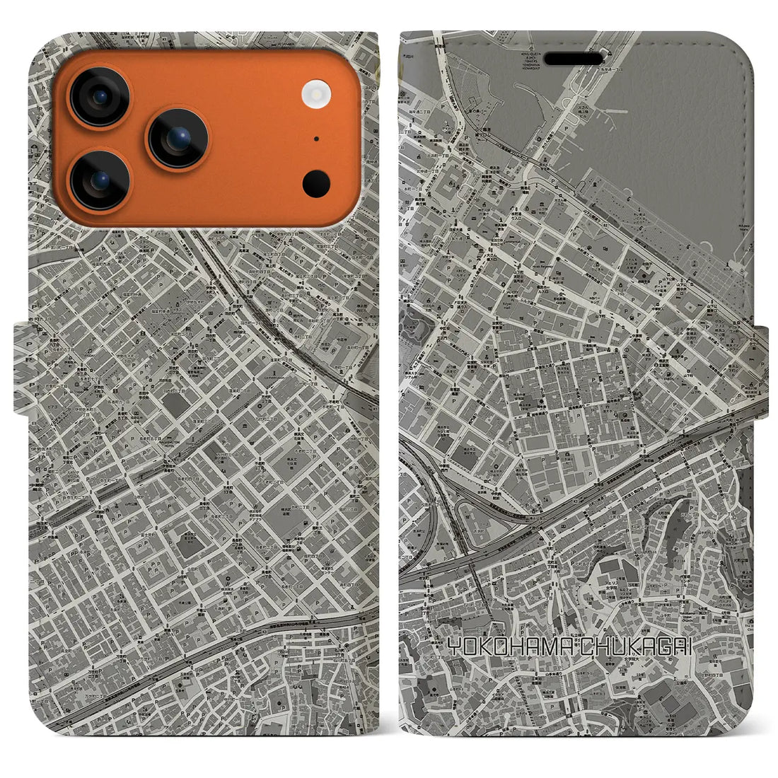 【横浜中華街（神奈川県）】地図柄iPhoneケース（手帳タイプ）