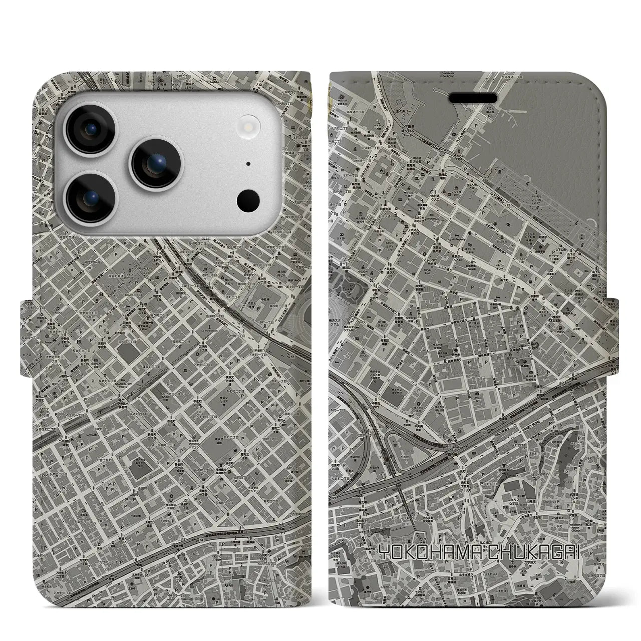 【横浜中華街（神奈川県）】地図柄iPhoneケース（手帳タイプ）