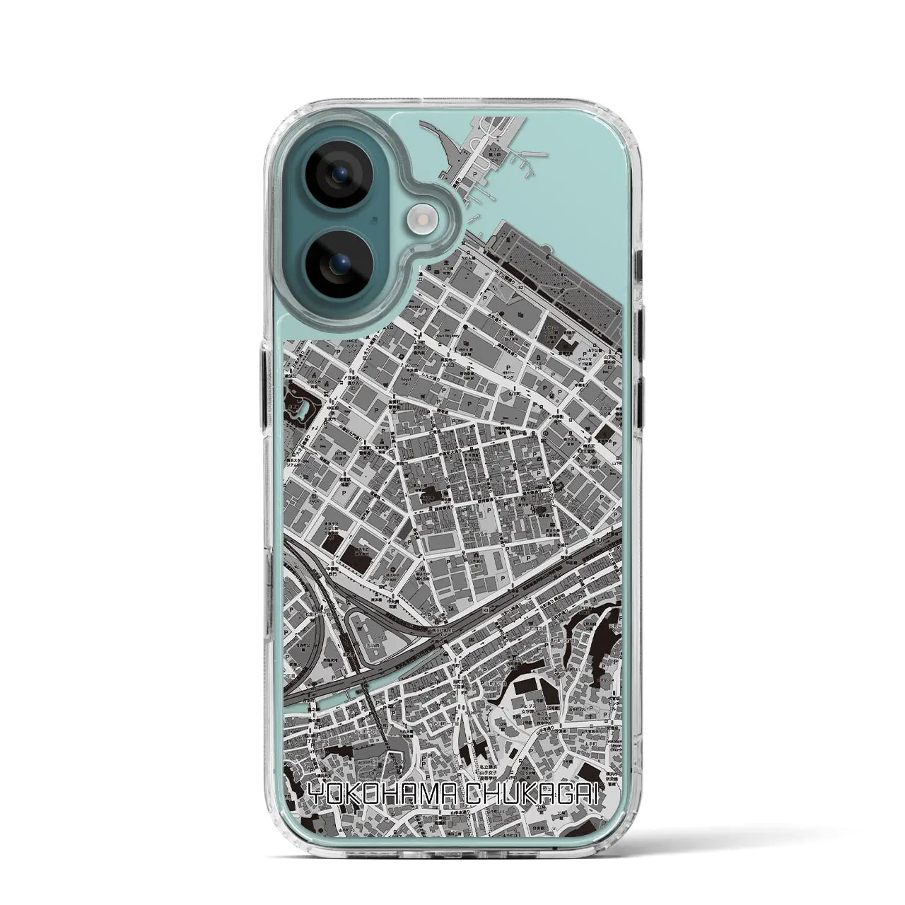 【横浜中華街（神奈川県）】地図柄iPhoneケース（MagSafeタイプ）モノトーン・iPhone 16 Pro 用