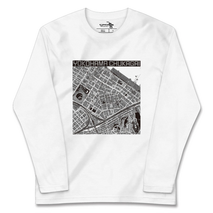 【横浜中華街（神奈川県）】地図柄ロングスリーブTシャツ