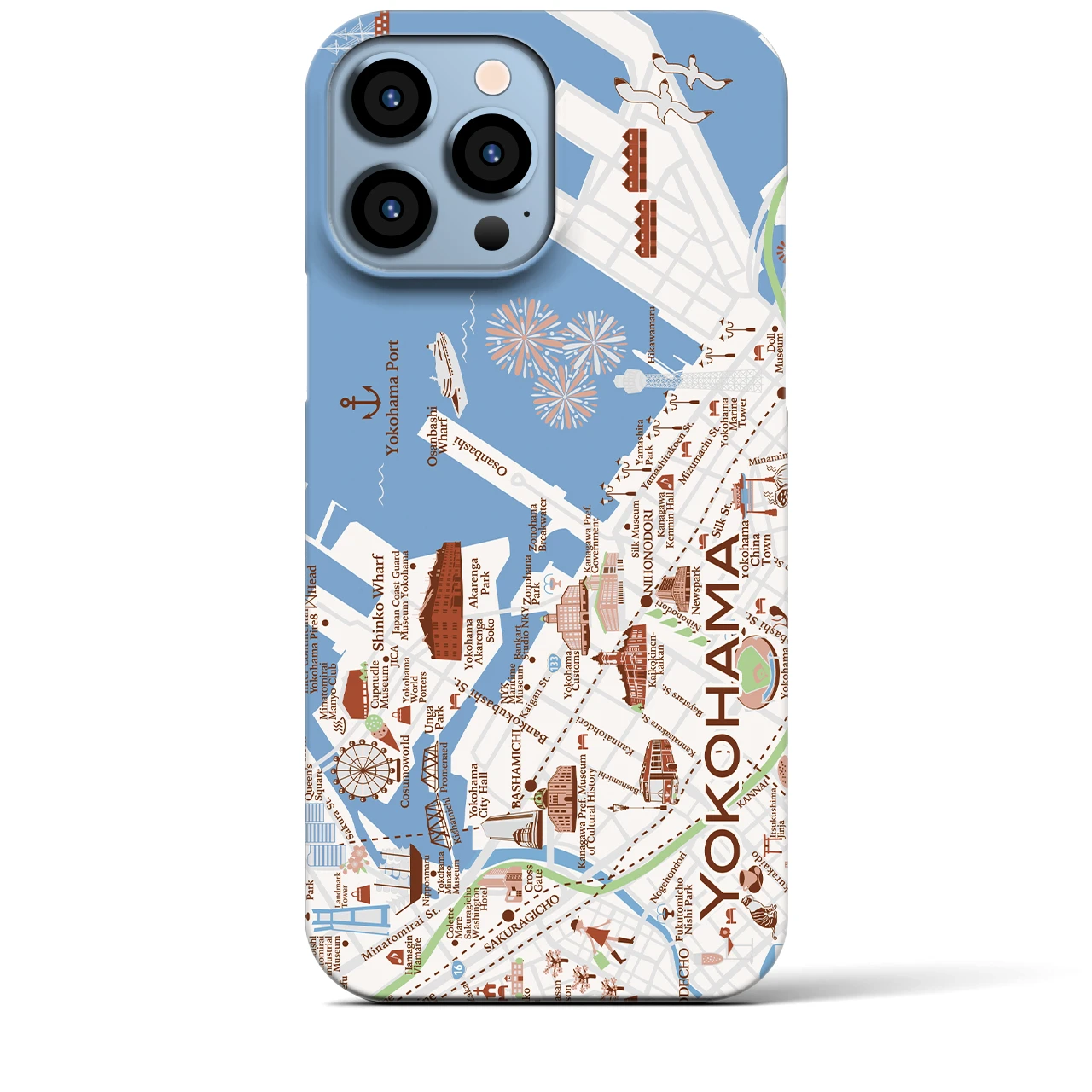 【横浜（イラスト）】地図柄iPhoneケース（バックカバータイプ・ブライト）iPhone 13 Pro Max 用