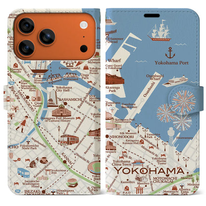 【横浜】イラストマップiPhoneケース（手帳タイプ）