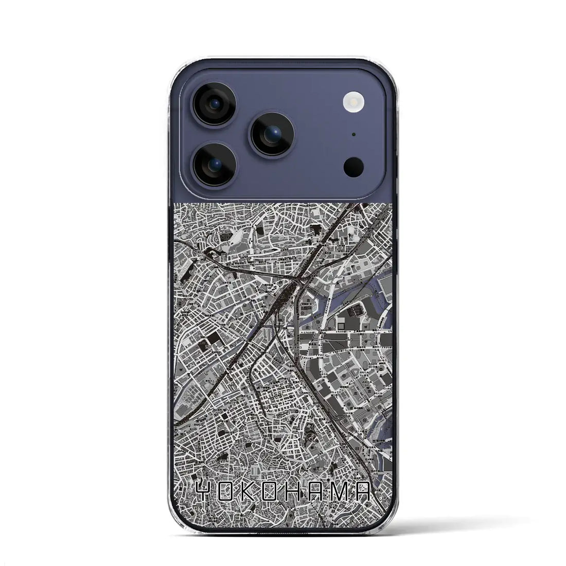 【横浜2（神奈川県）】地図柄iPhoneケース（クリアタイプ）モノトーン・iPhone 17 Pro Max 用