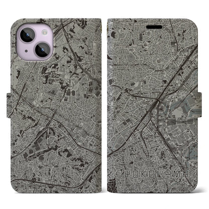 【横浜2（神奈川県）】地図柄iPhoneケース（手帳タイプ）モノトーン・iPhone 14 用
