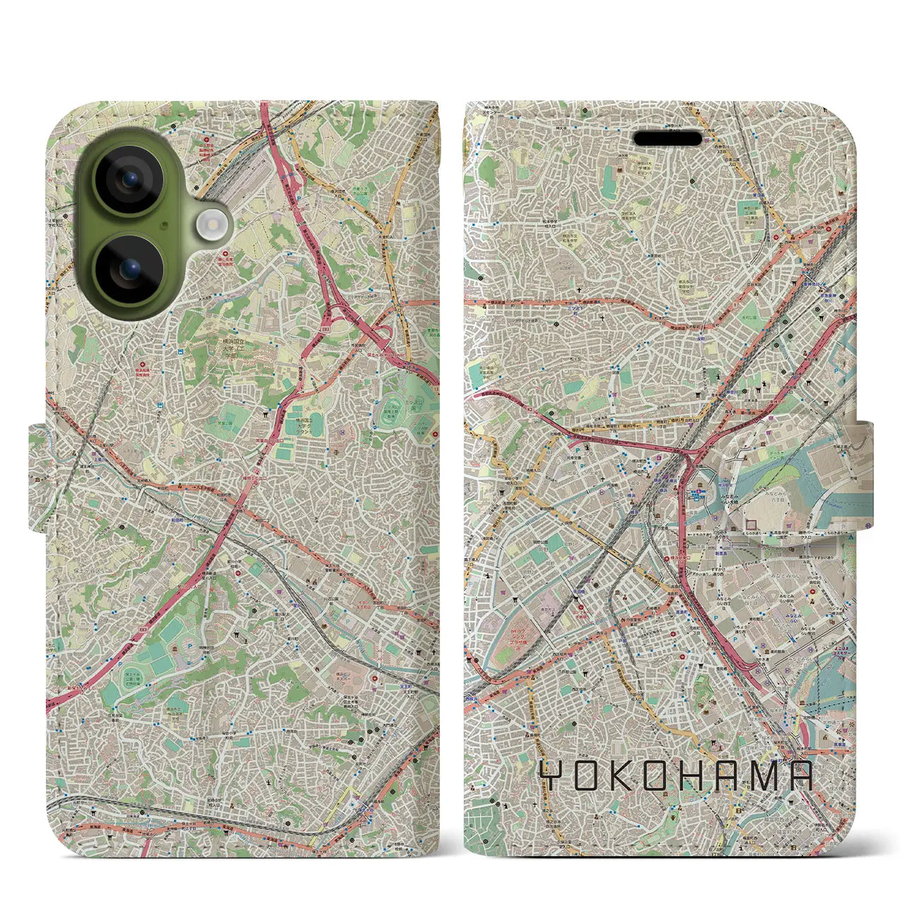 【横浜2（神奈川県）】地図柄iPhoneケース（手帳タイプ）