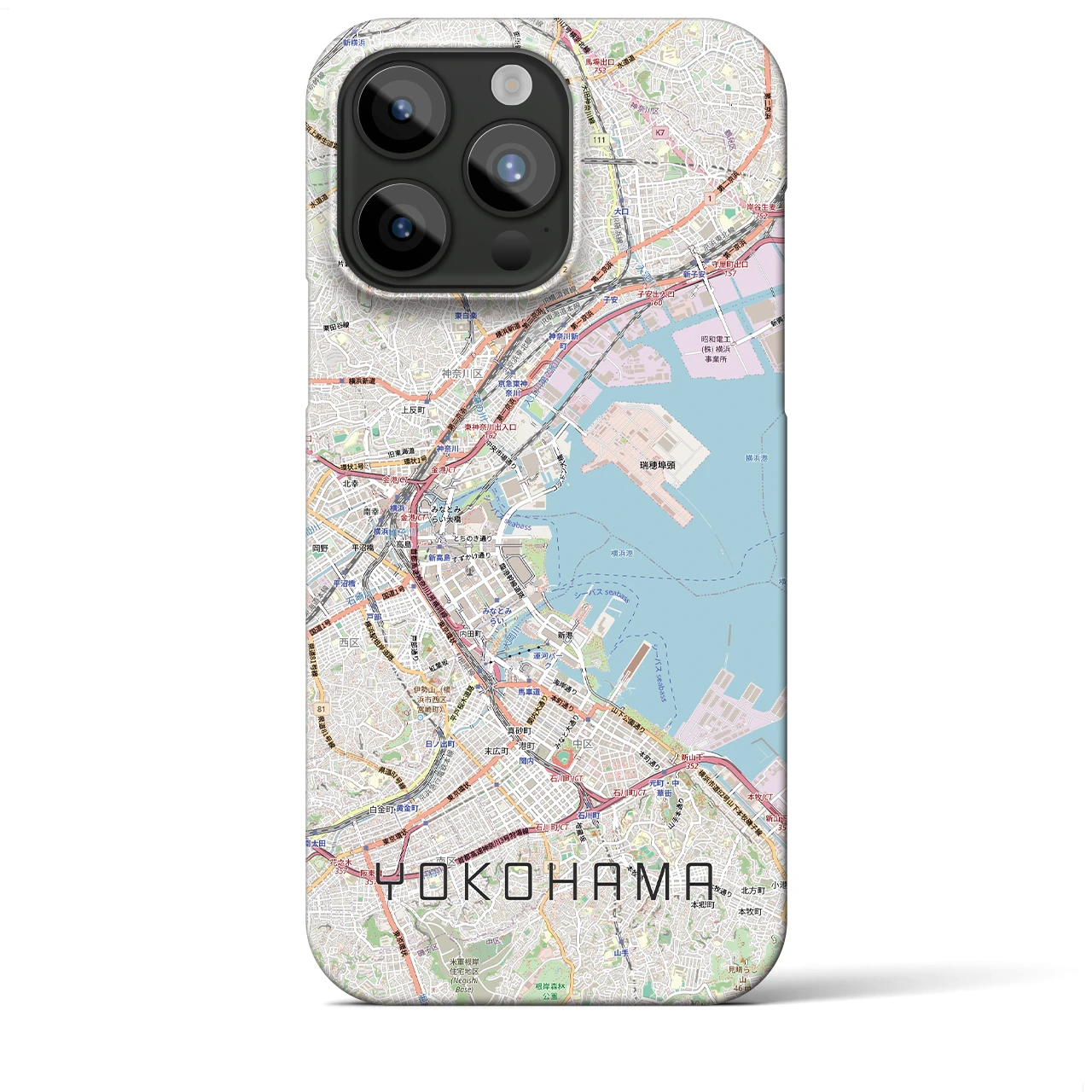 【横浜3（神奈川県）】地図柄iPhoneケース（バックカバータイプ）