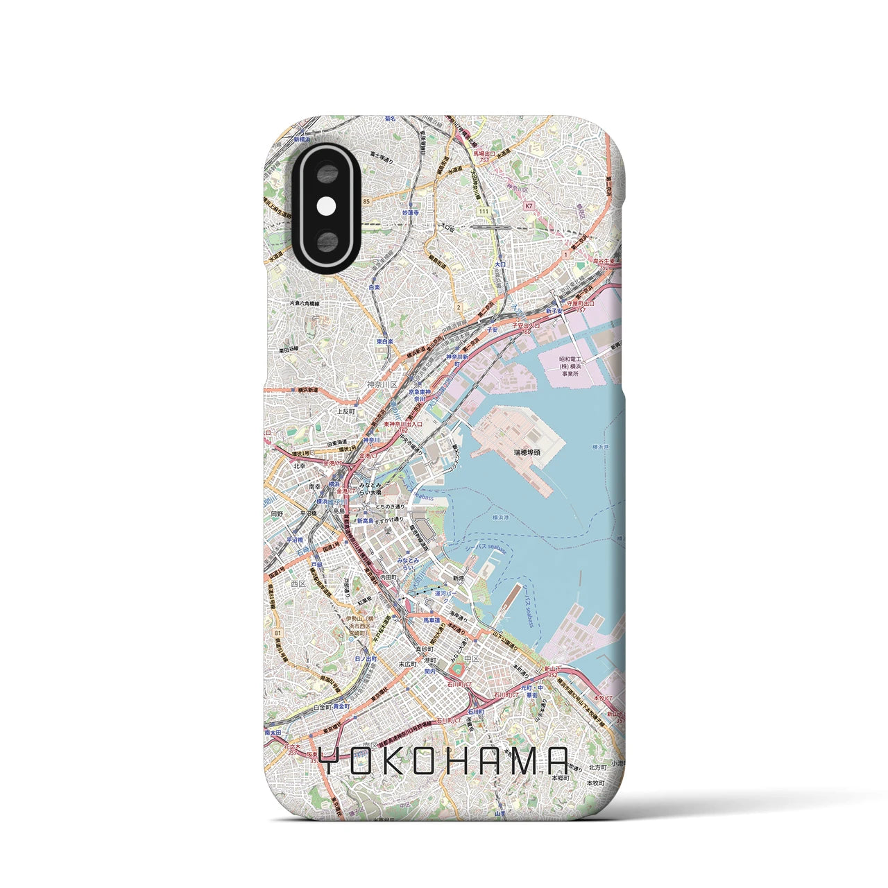 【横浜3（神奈川県）】地図柄iPhoneケース（バックカバータイプ）