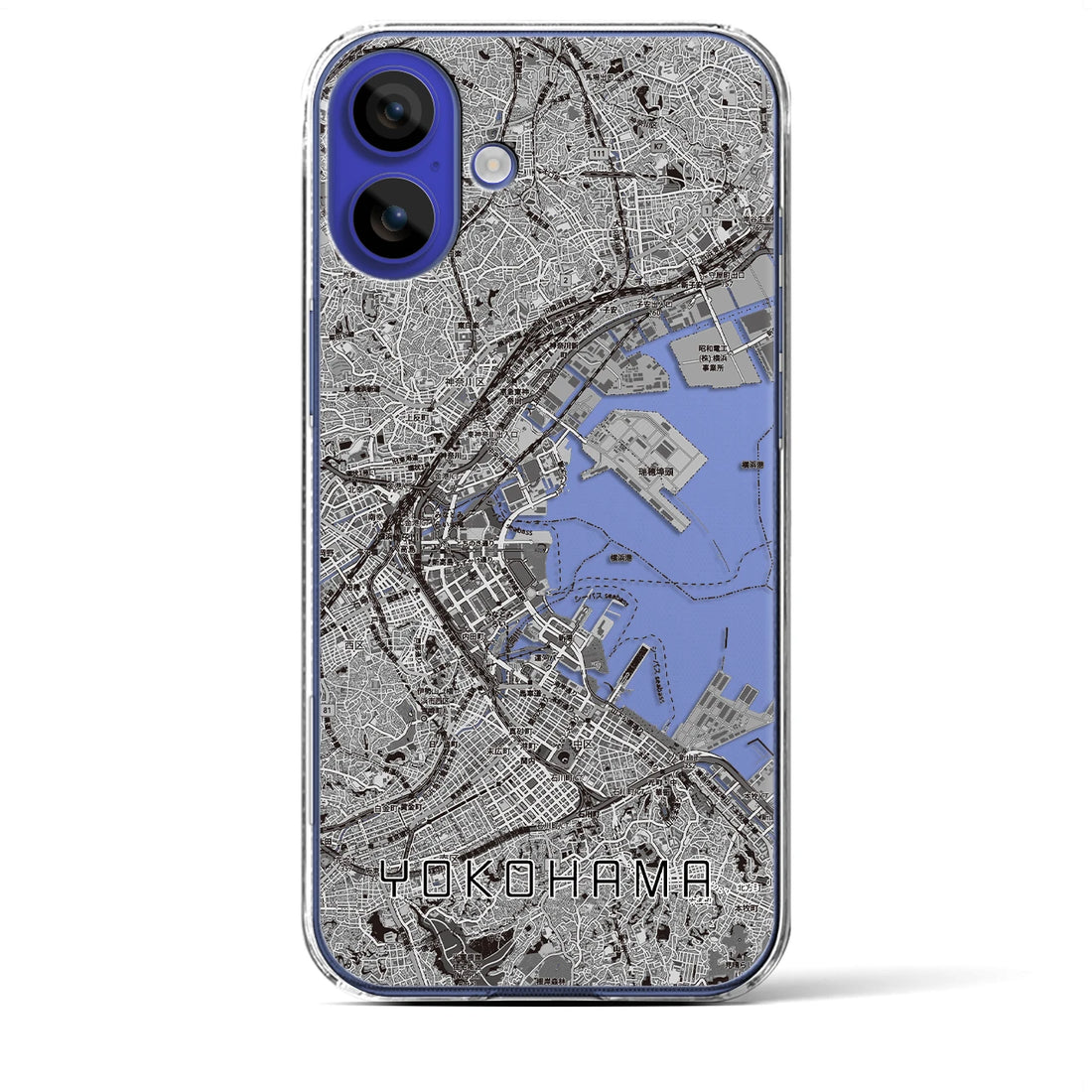 【横浜3（神奈川県）】地図柄iPhoneケース（クリアタイプ）モノトーン・iPhone 16 Pro Max 用