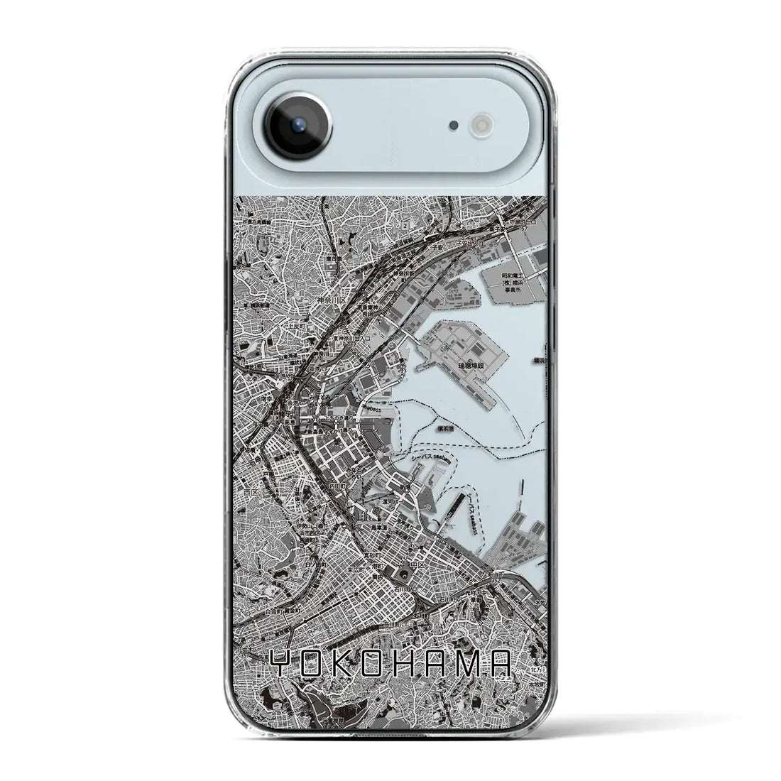 【横浜3（神奈川県）】地図柄iPhoneケース（クリアタイプ）モノトーン・iPhone 17 Pro Max 用