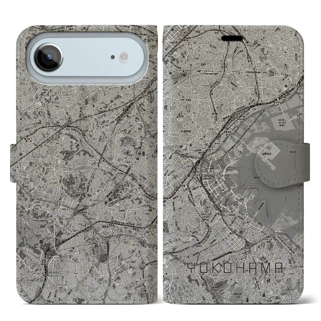 【横浜3（神奈川県）】地図柄iPhoneケース（手帳タイプ）