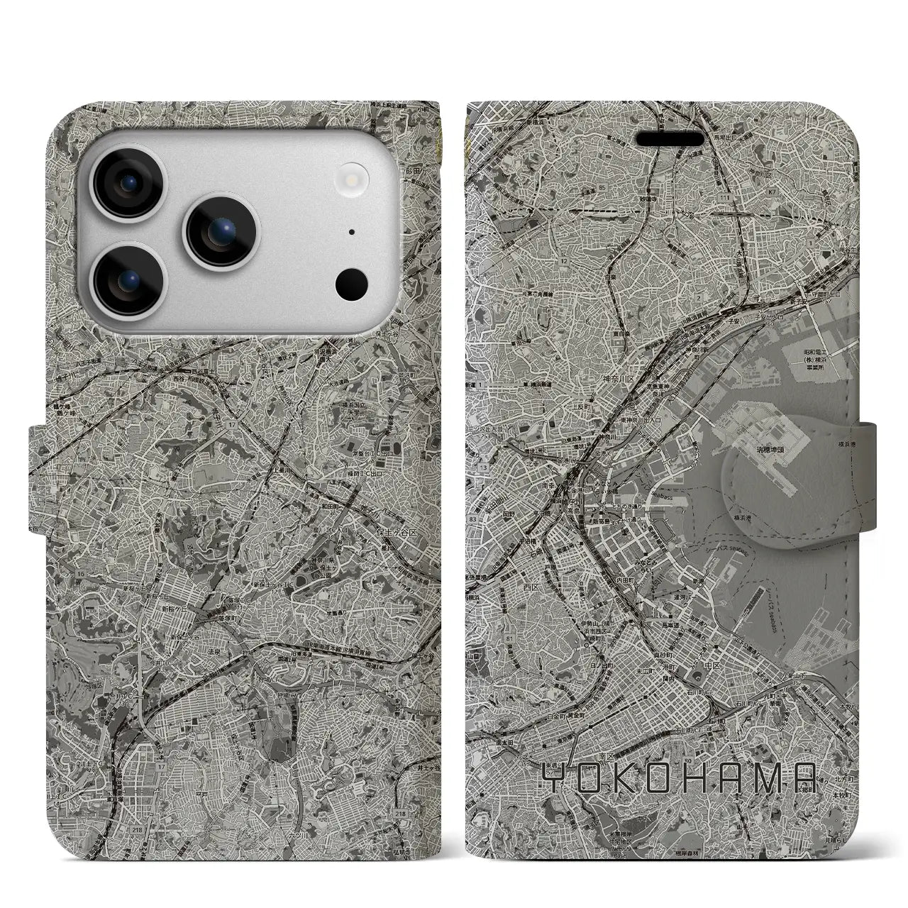 【横浜3（神奈川県）】地図柄iPhoneケース（手帳タイプ）