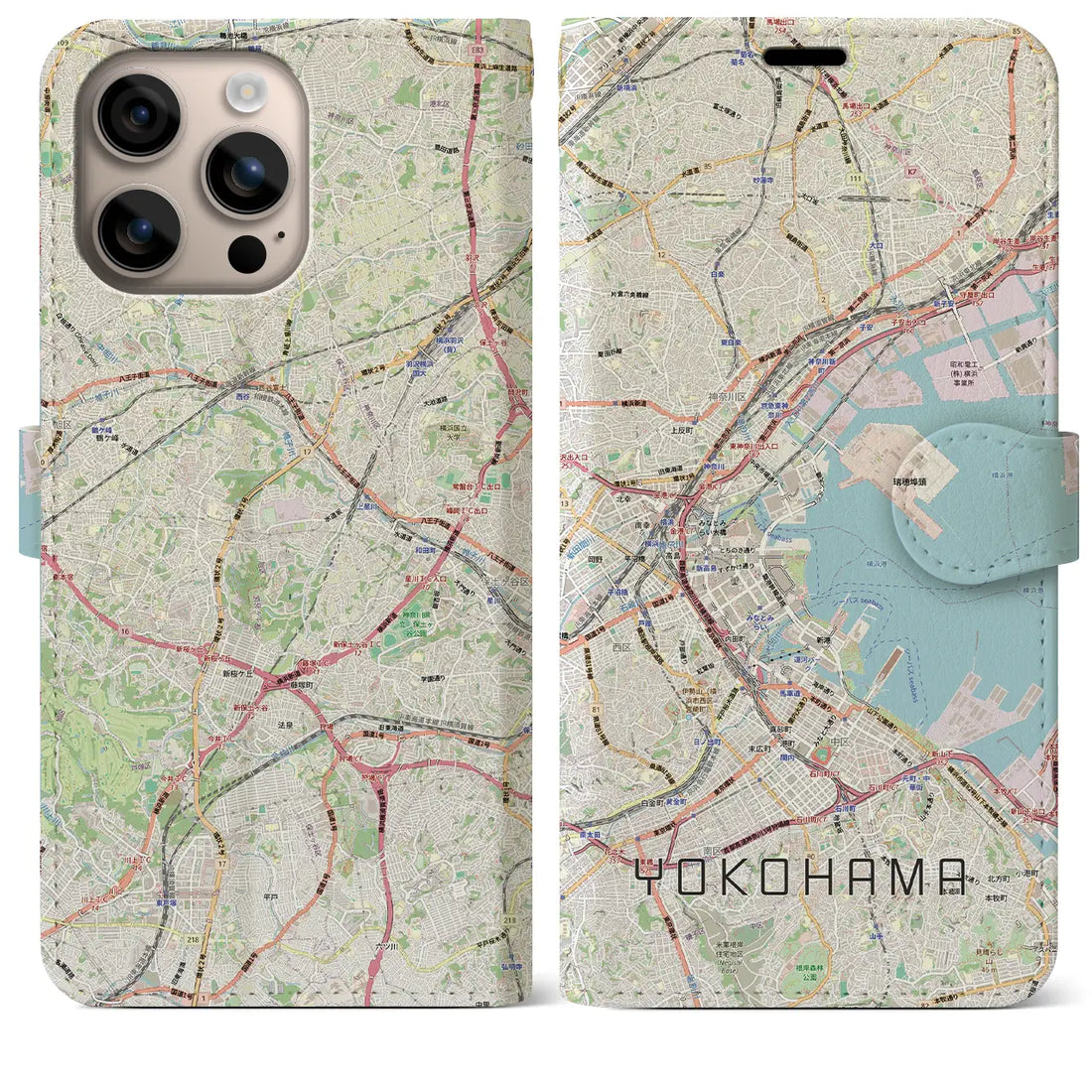 【横浜3（神奈川県）】地図柄iPhoneケース（手帳タイプ）