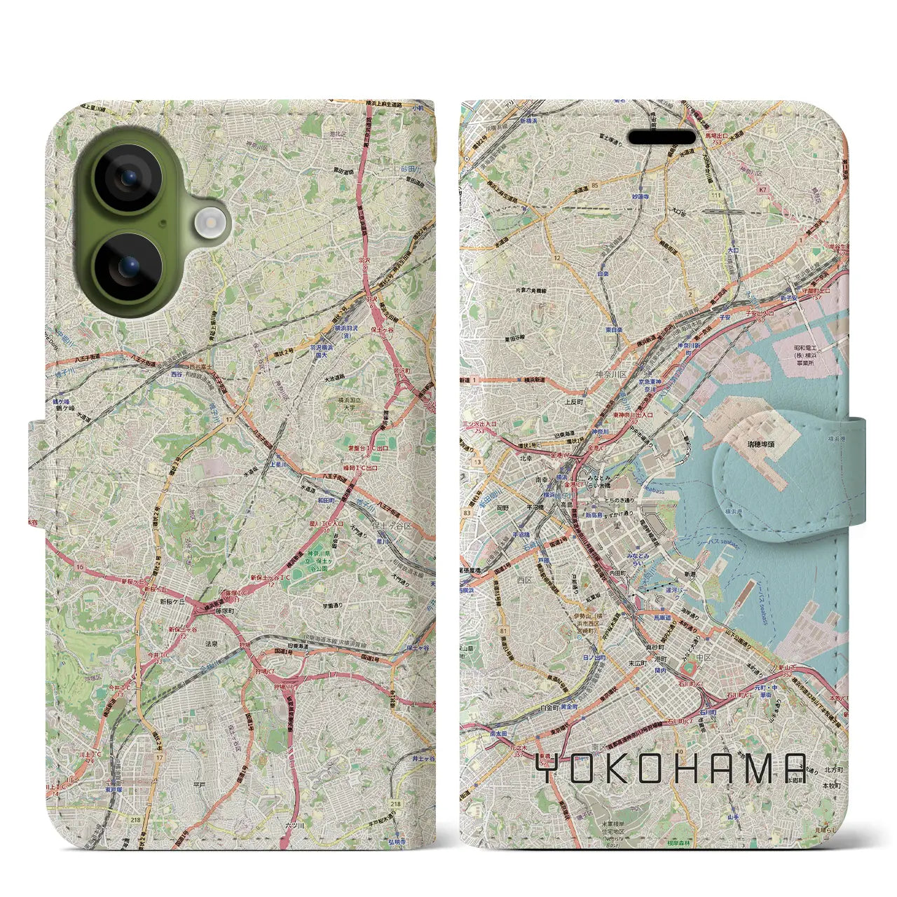 【横浜3（神奈川県）】地図柄iPhoneケース（手帳タイプ）