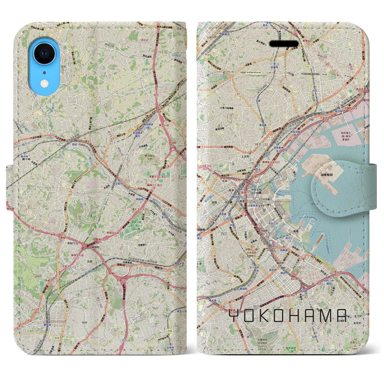 【横浜3（神奈川県）】地図柄iPhoneケース（手帳タイプ）