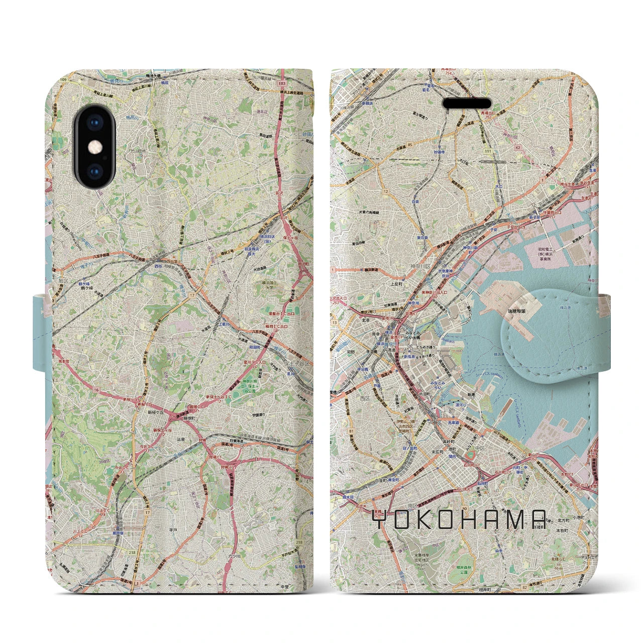 【横浜3（神奈川県）】地図柄iPhoneケース（手帳タイプ）