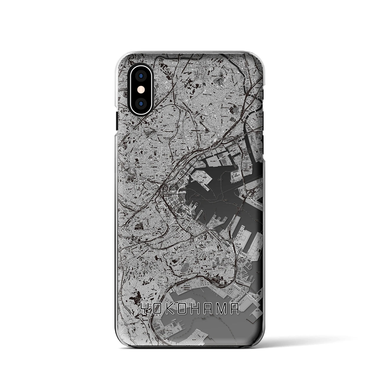 【横浜（神奈川県）】地図柄iPhoneケース（クリアタイプ）モノトーン・iPhone XS / X 用