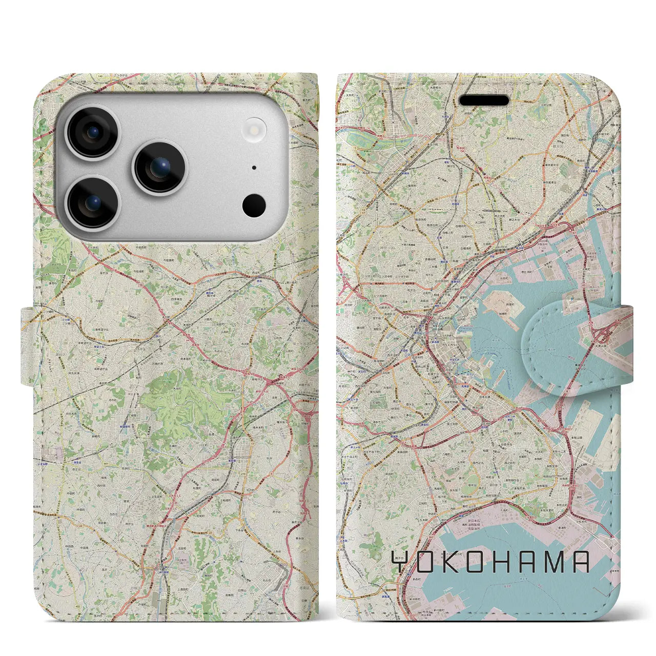 【横浜（神奈川県）】地図柄iPhoneケース（手帳タイプ）