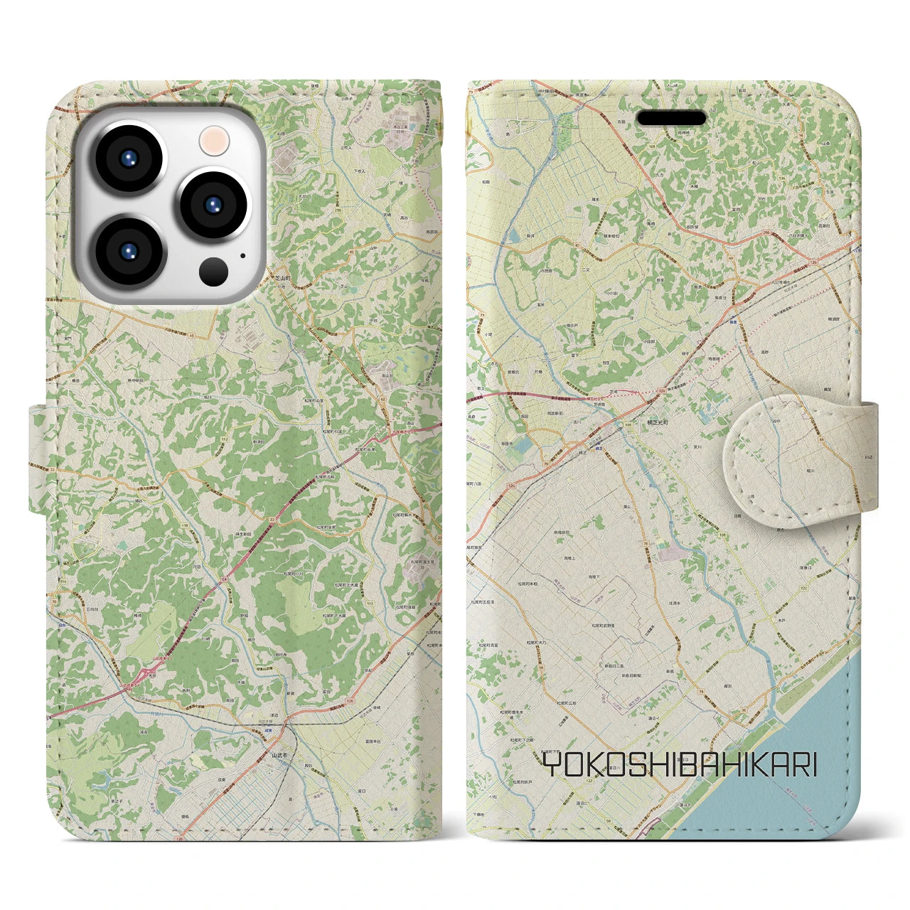【横芝光（千葉県）】地図柄iPhoneケース（手帳タイプ）