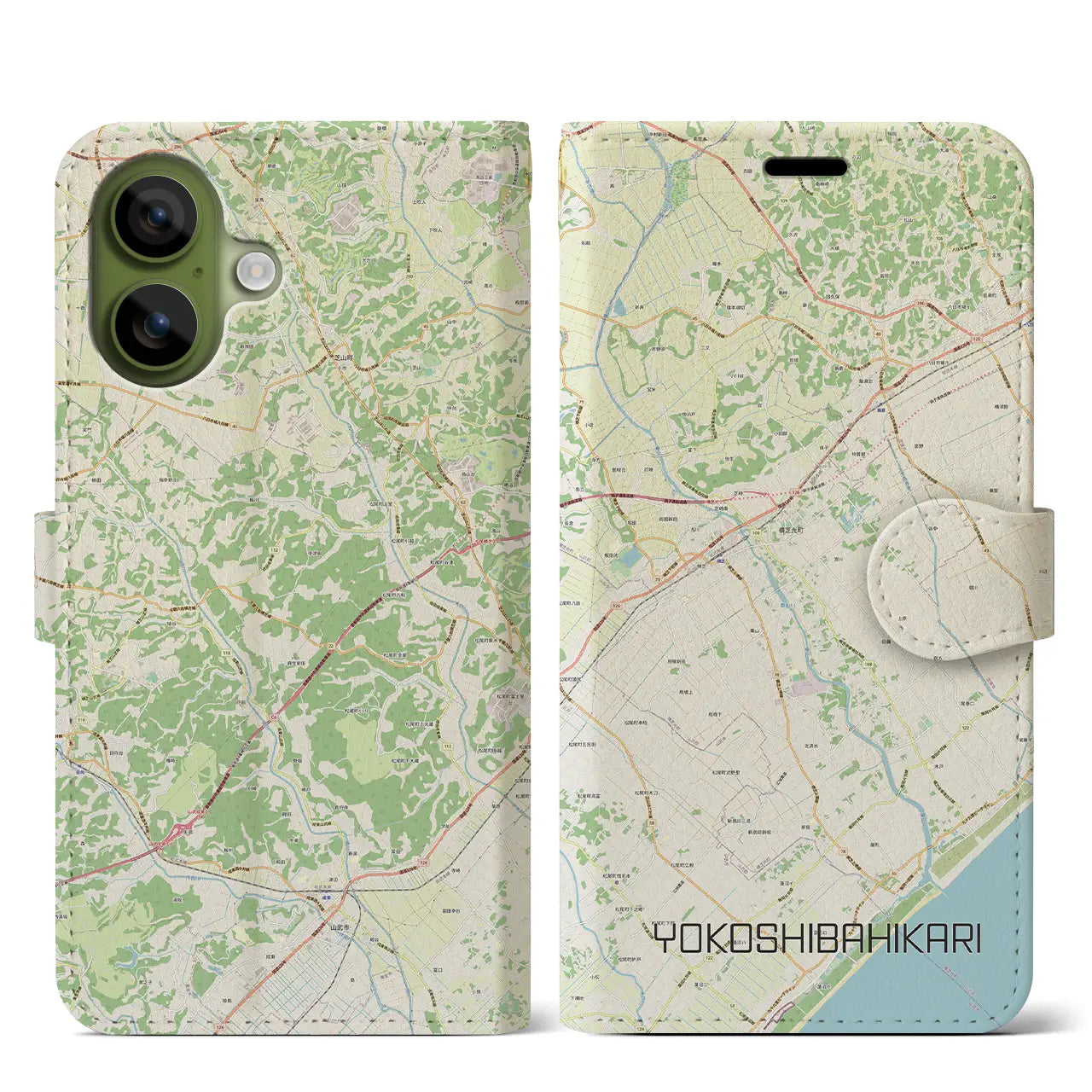 【横芝光（千葉県）】地図柄iPhoneケース（手帳タイプ）