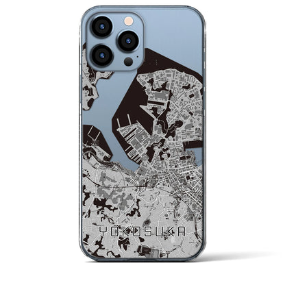 【横須賀（神奈川県）】地図柄iPhoneケース（クリアタイプ）モノトーン・iPhone 13 Pro Max 用