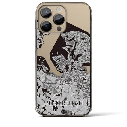 【横須賀（神奈川県）】地図柄iPhoneケース（クリアタイプ）モノトーン・iPhone 14 Pro Max 用