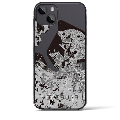 【横須賀（神奈川県）】地図柄iPhoneケース（クリアタイプ）モノトーン・iPhone 14 Plus 用