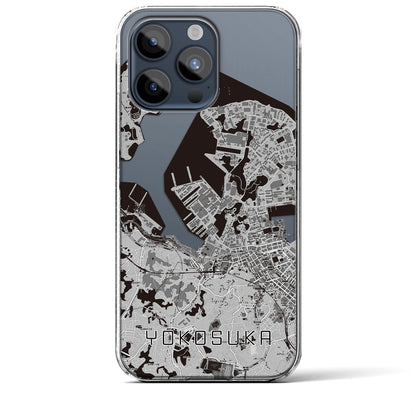 【横須賀（神奈川県）】地図柄iPhoneケース（クリアタイプ）モノトーン・iPhone 15 Pro Max 用