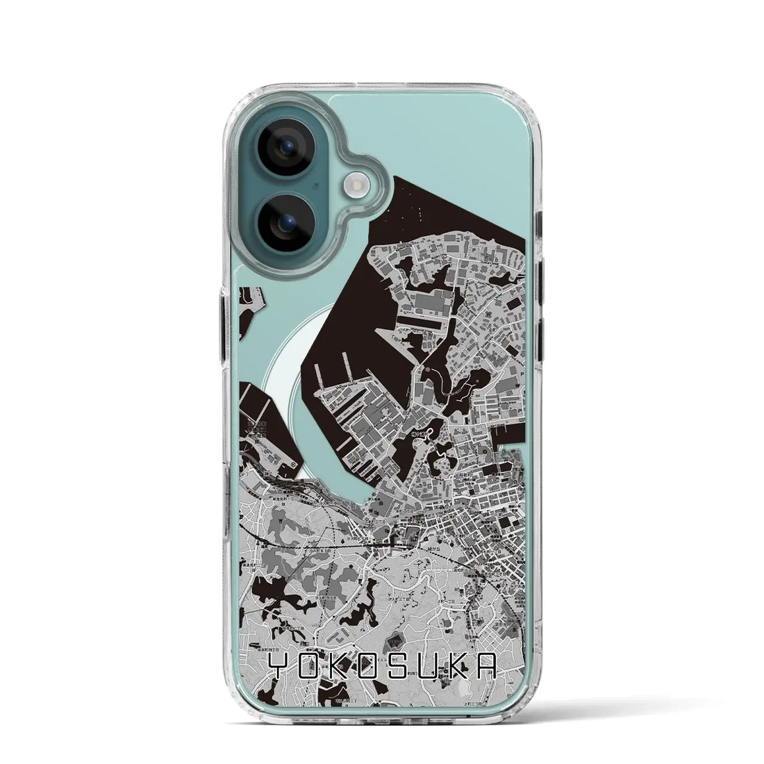 【横須賀（神奈川県）】地図柄iPhoneケース（MagSafeタイプ）モノトーン・iPhone 16 Pro 用