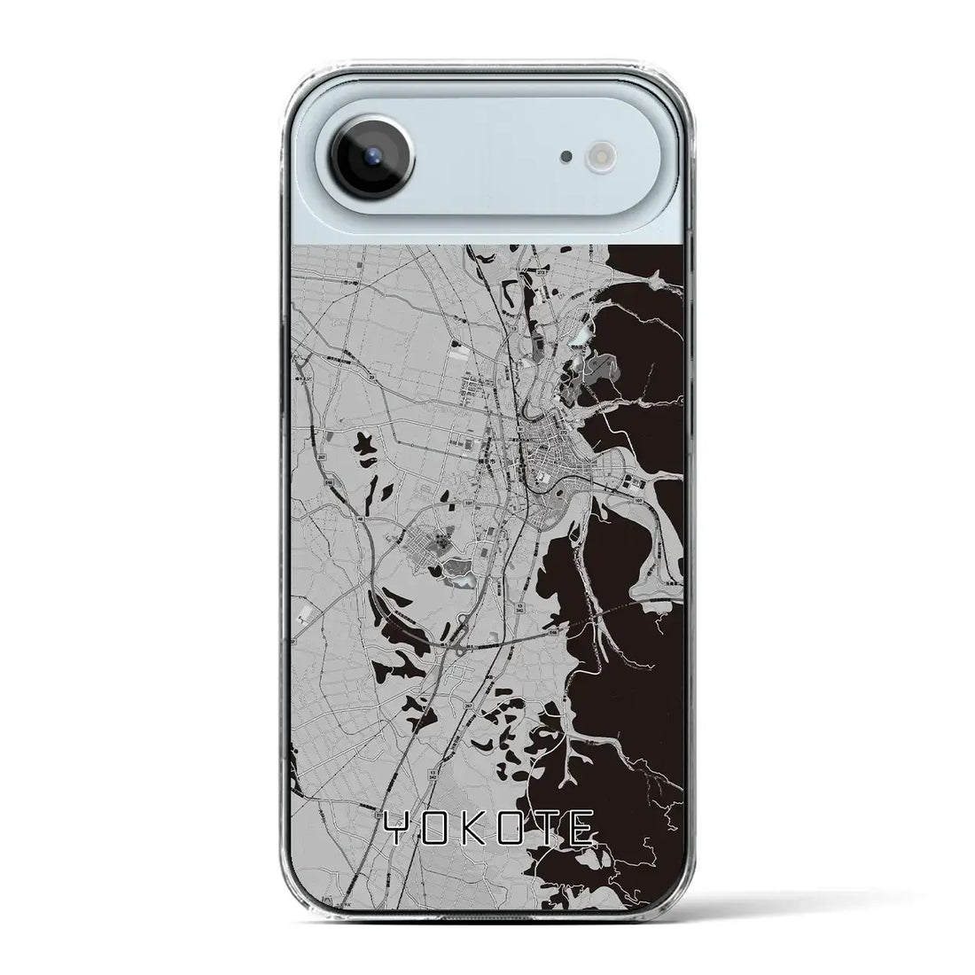【横手（秋田県）】地図柄iPhoneケース（クリアタイプ）モノトーン・iPhone 17 Pro Max 用
