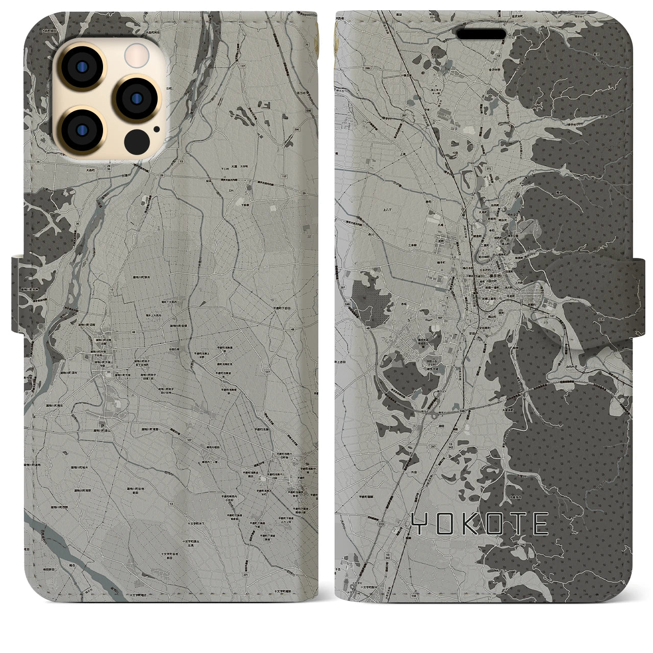 【横手（秋田県）】地図柄iPhoneケース（手帳タイプ）