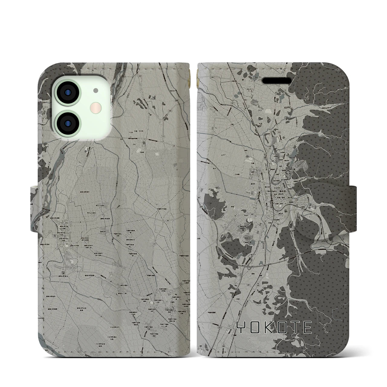 【横手（秋田県）】地図柄iPhoneケース（手帳タイプ）